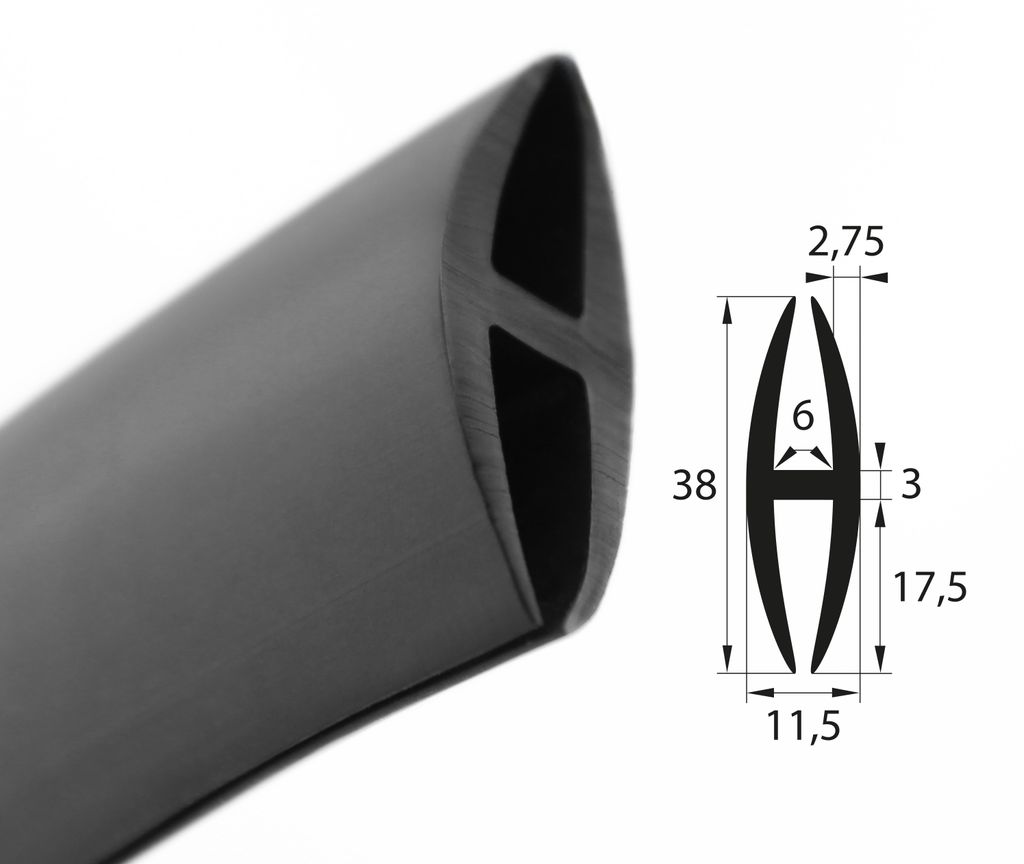 H2 - H-Profil EPDM schwarz Vollgummi H-Profil Dichtung Produktbild 