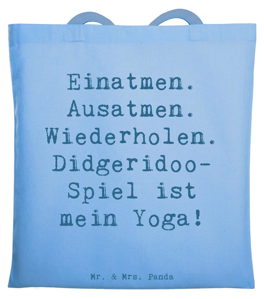 Mr. & Mrs. Panda Tote Bag Spruch Didgeridoo Yoga - Sky Blue - Geschenk, Schultasche, Lernen, Musikinstrument, Musiker, Shopping Tasche, Musik, Aust...