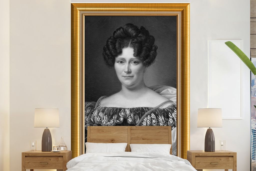 MuchoWow Fototapete für Wohnzimmer oder Schlafzimmer Wandtapete Vinyl Motivtapete Kunstwerk - Maler - Rahmen - Gold - 200x300 cm - Wanddekorationen