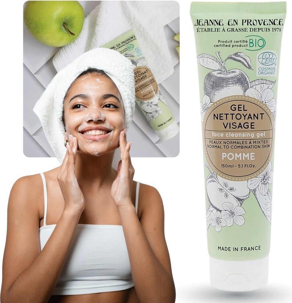 Jeanne en Provence Gel Nettoyant Visage Apple - Belebendes BIO-Gesichtsreinigungsgel 150ml