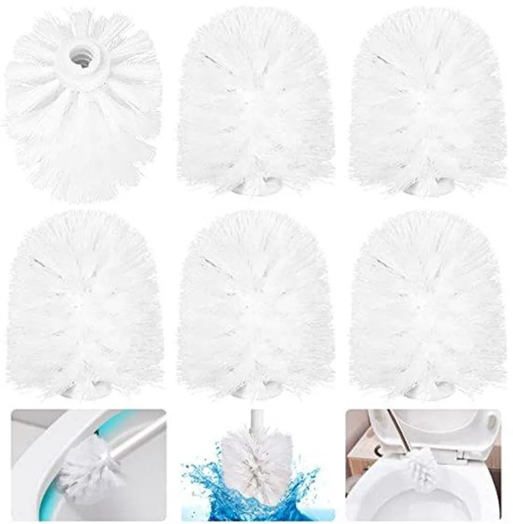 Têtes de brosse WC de rechange blanches pour entretien sanitaires - 6 pcs
