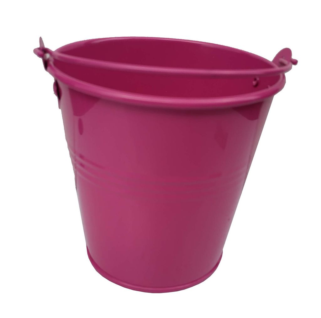 Metall Eimer Mini Eimer Pflanzentopf Geschenkbox Topf mit Tragegriff in 3 Farben Silber, Onrange ,Pink (Rosa)