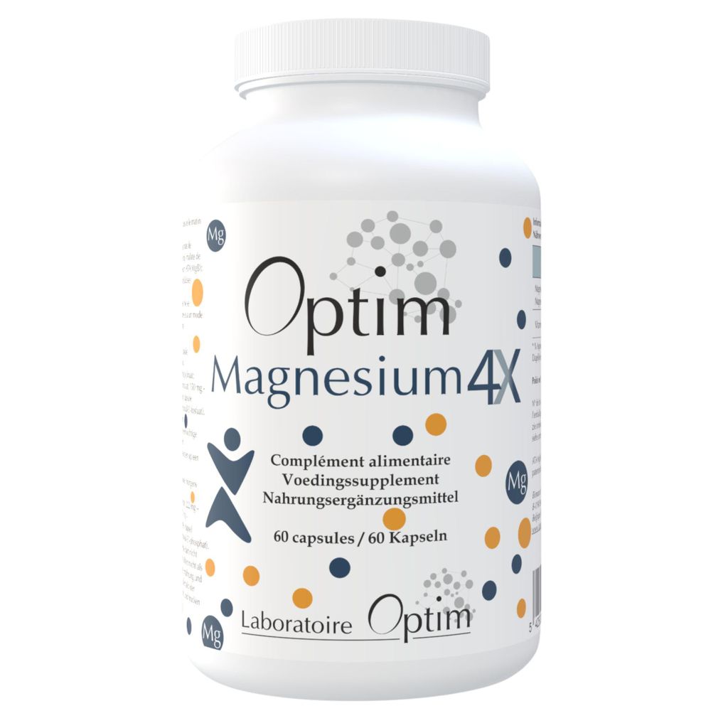 OPTIM Magnesium Komplex hochdosiert 60 Kapseln Magnesium Bisglycinat, Magnesiumcitrat, Malat, Acetyltaurinat (ATA Mg) + Vitamin B6 - Stress Müdigkeit