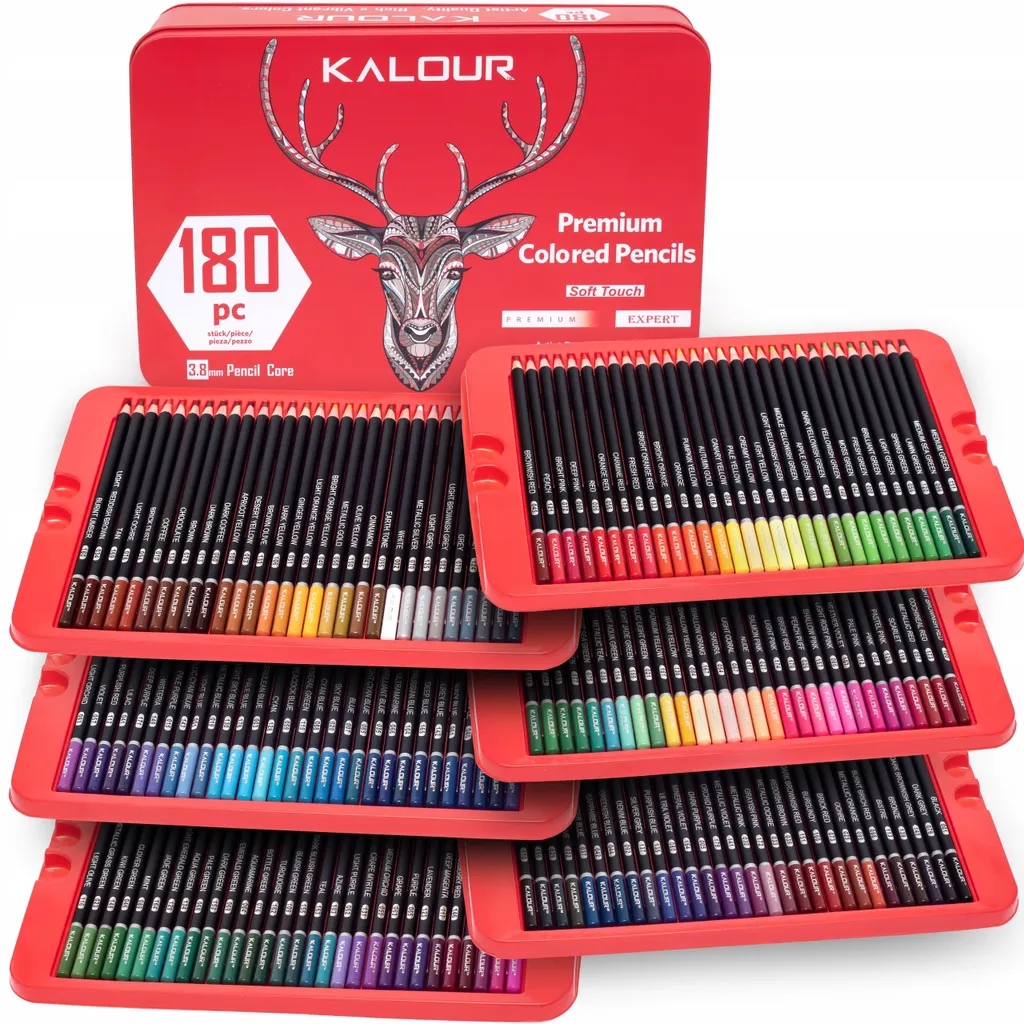 KALOUR 180 Crayons de couleur Soft Core pour artistes et professionnels