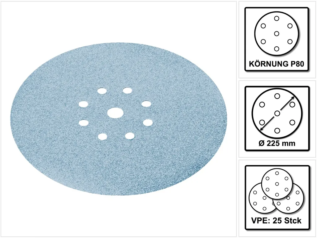 Festool 499636 Granat P80 225mm Dischi Abrasivi per PLANEX - 25 pz