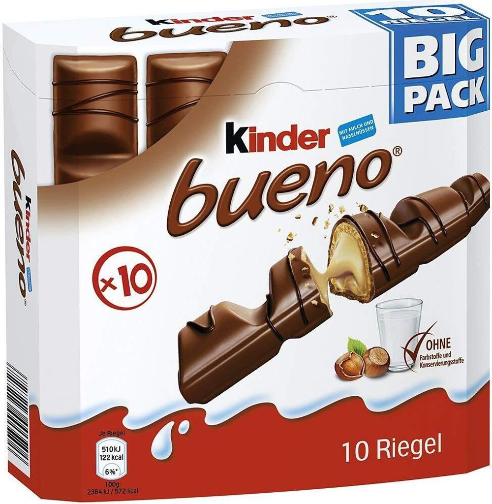 Kinder Bueno Big Pack 10 einzeln verpackte Waffel Riegel Produktbild 4