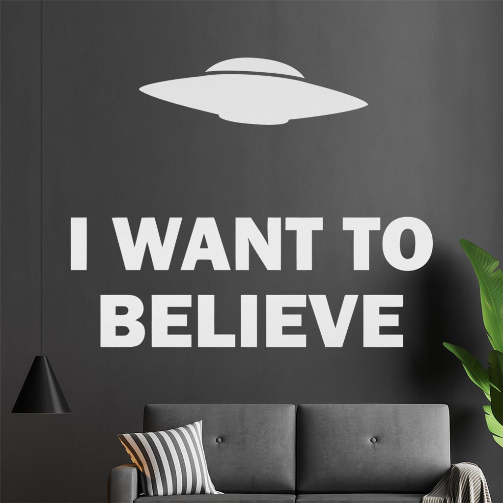 KIWISTAR I want to belive - Aliens Außerirdische Flugscheiben Angriff Wandtattoo in 6 Größen - Wandaufkleber Wall Sticker - Dekoration, Küche, ...