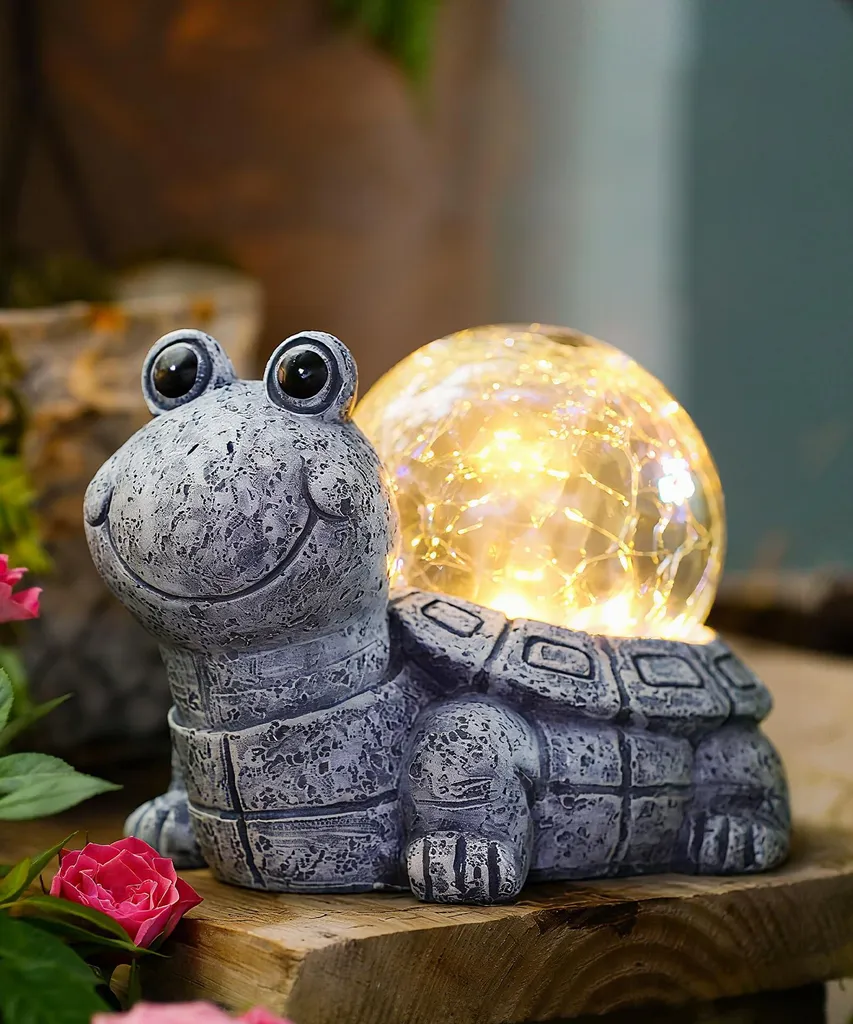 Lampe de Jardin Solaire Tortue Grise - Idée Cadeau Anniversaire Maman