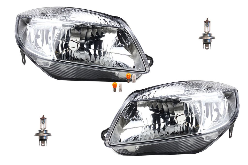 Johns, Scheinwerfer Halogen kompatibel zu Skoda Praktik ab 2006-10 Leuchtmittel Set L R 5J1941017 5J1941015 5J1941018 5J1941016