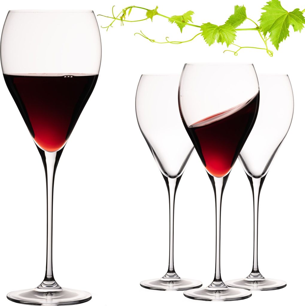 IMPERIAL Hohe Tropfenförmige Rotweingläser 520ml "Paris" Set 4-Teilig Weingläser aus Crystalline Glas Spülmaschinenfest