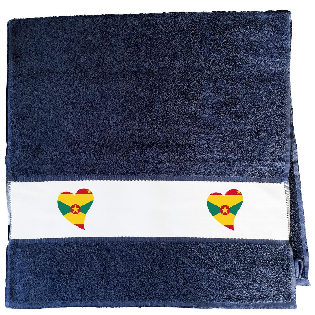 Huuraa Handtuch Grenada Flagge Herz 50x100cm French Navy Baumwolle Handtuch Geschenkidee