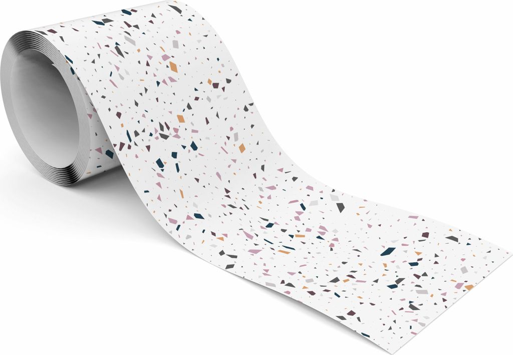 Muralo Selbstklebende Bordüre Tapetenbordüre Terrazzo Beton Wandtattoo für Wohnzimmer