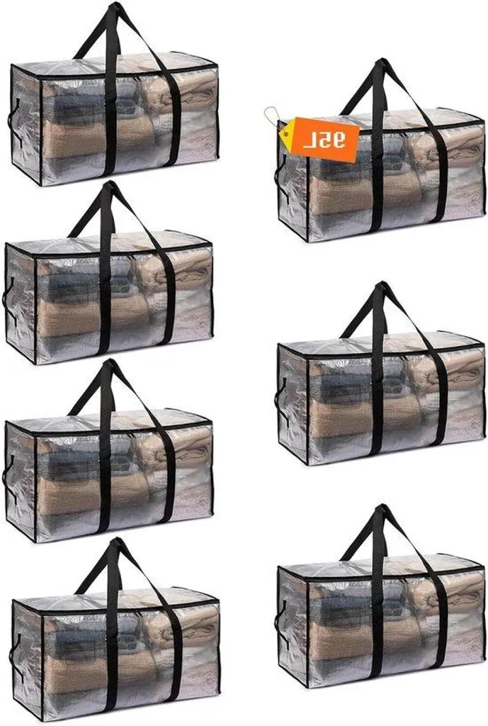 Sacs de rangement transparents 95L étanches pour vêtements et literie - Lot