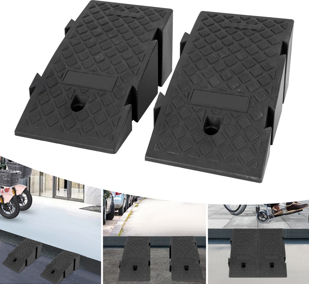 2 Stück Laderampen, Autowerkstatt-Rampen, tragbare, rutschfeste Kunststoff-Laderampe, Schwarz