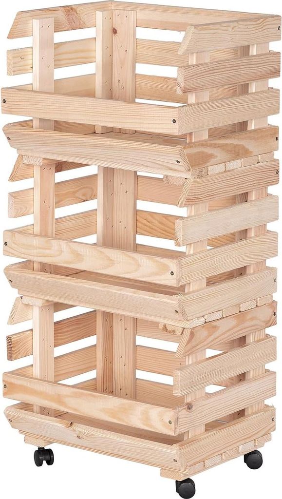 STOLMAK Drewniana Skrzynka na Owoce na Kółkach 37x79x30 cm Zdjęcie produktu 