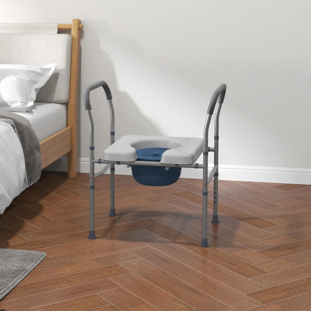 Chaise percée de toilette 4 en 1 modulable avec assise rembourrée - 136kg