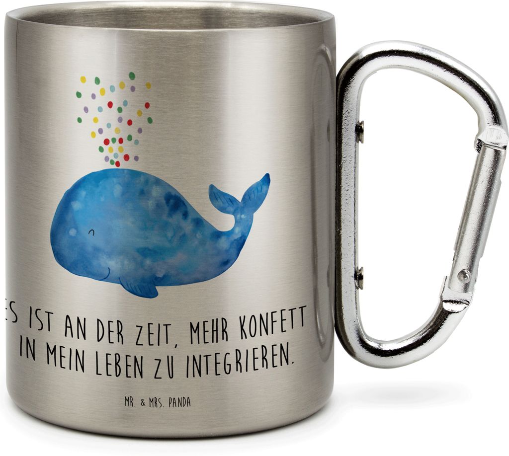Mr. & Mrs. Panda Thermobecher Wal Konfetti - Transparent - Geschenk, Meer, Edelstahl-Thermobecher, Campingtasse, Abnehmen, Teetasse, Geburtstag, Is...