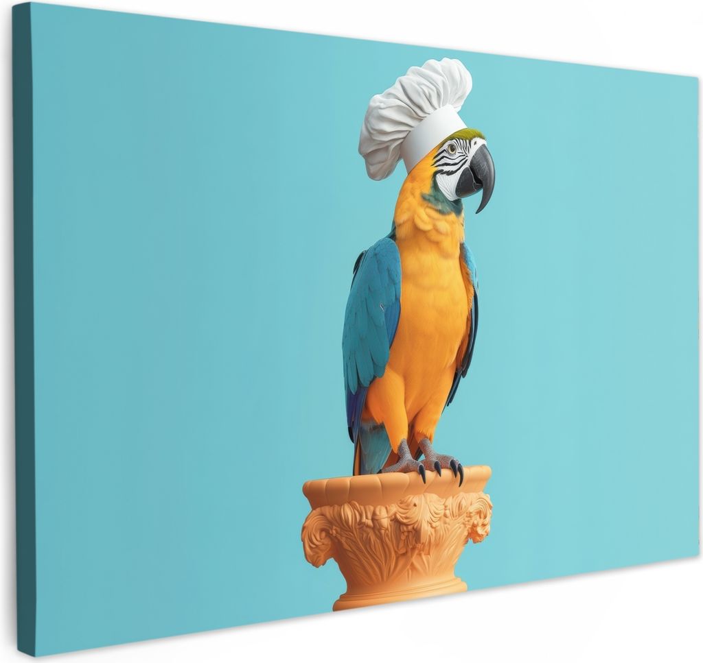 Wanddeko 120x80 cm - Vogel - Haube - Papagei - Blau, Leinwand Bilder, Wanddeko, Gemälde