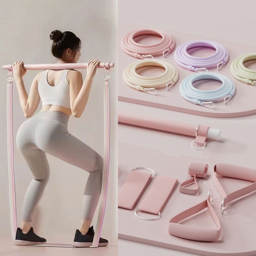 Fitnesskleingeräte, Trainingsbänder Mit Pilatesrolle, 13tlg, Hohe Elastizität Widerstandsbändern, Fitnessband, Trainingshilfe, für Hause/Fitne...