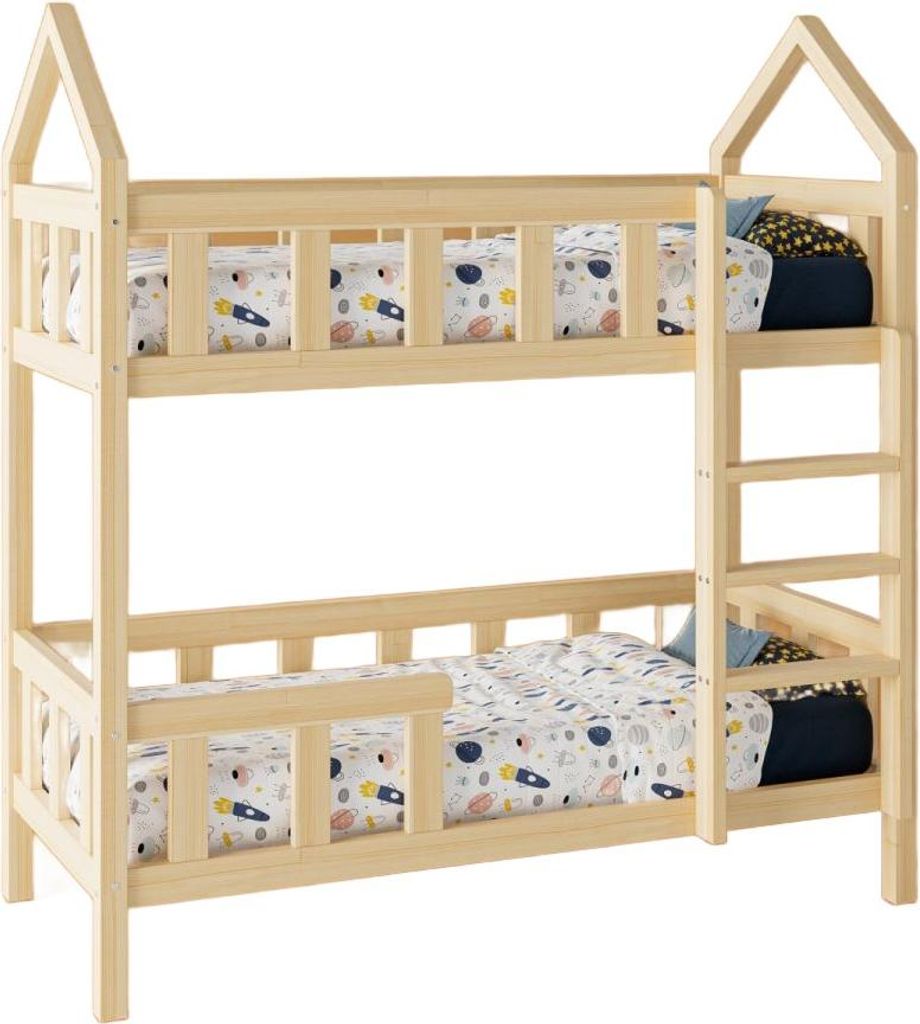 Hochbett TRANO ROA P | 90x160, Naturholz, ökologisch, inklusive Schublade und Lattenrost, ohne Matratze – einfache Montage