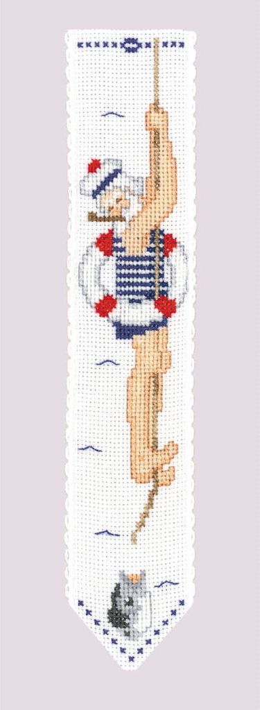 Le Bonheur des Dames Lesezeichen Kreuzstich Stickpackung "Seemann mit Fisch", Zählmuster, 5x20cm