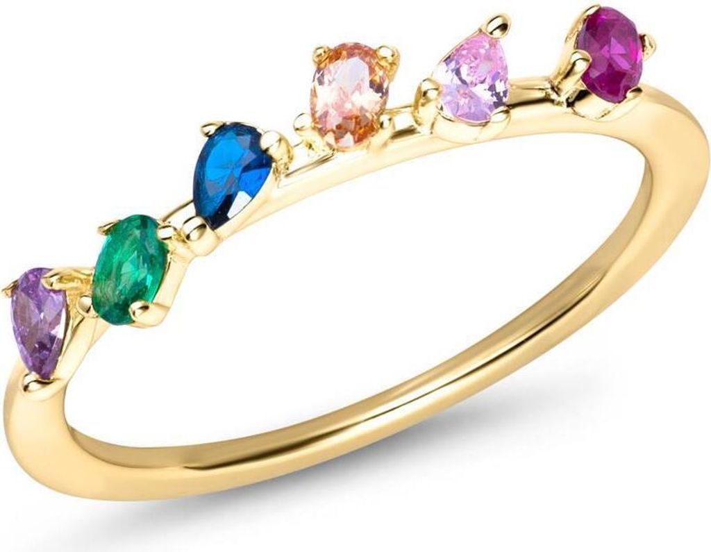 Vergoldeter 925er Silberring von JEWLIX für Damen, Zirkonia, bunt