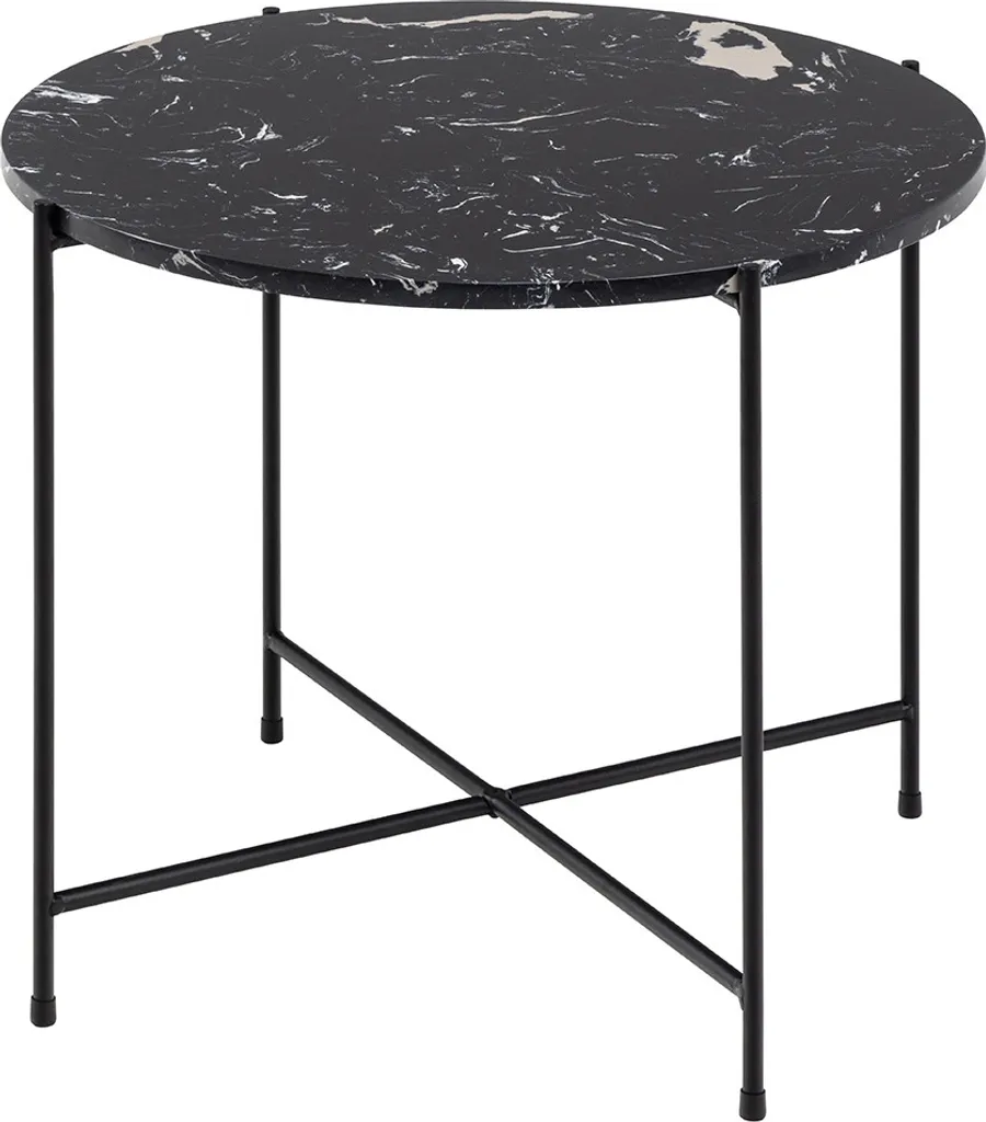 Petite Table d'appoint Smuk Shannon Marbre Noir pour Optimiser l'Espace