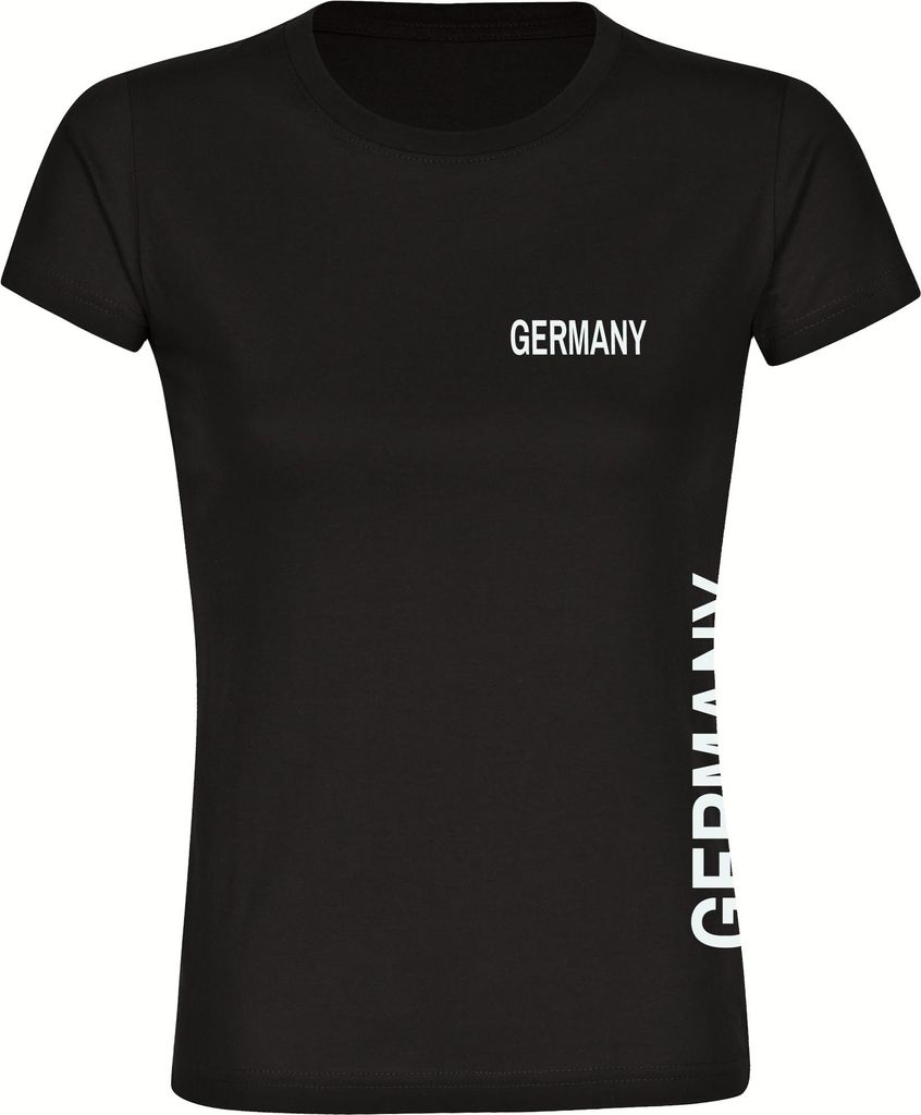 multifanshop Damen T-Shirt - Germany - Brust & Seite, schwarz, Größe S