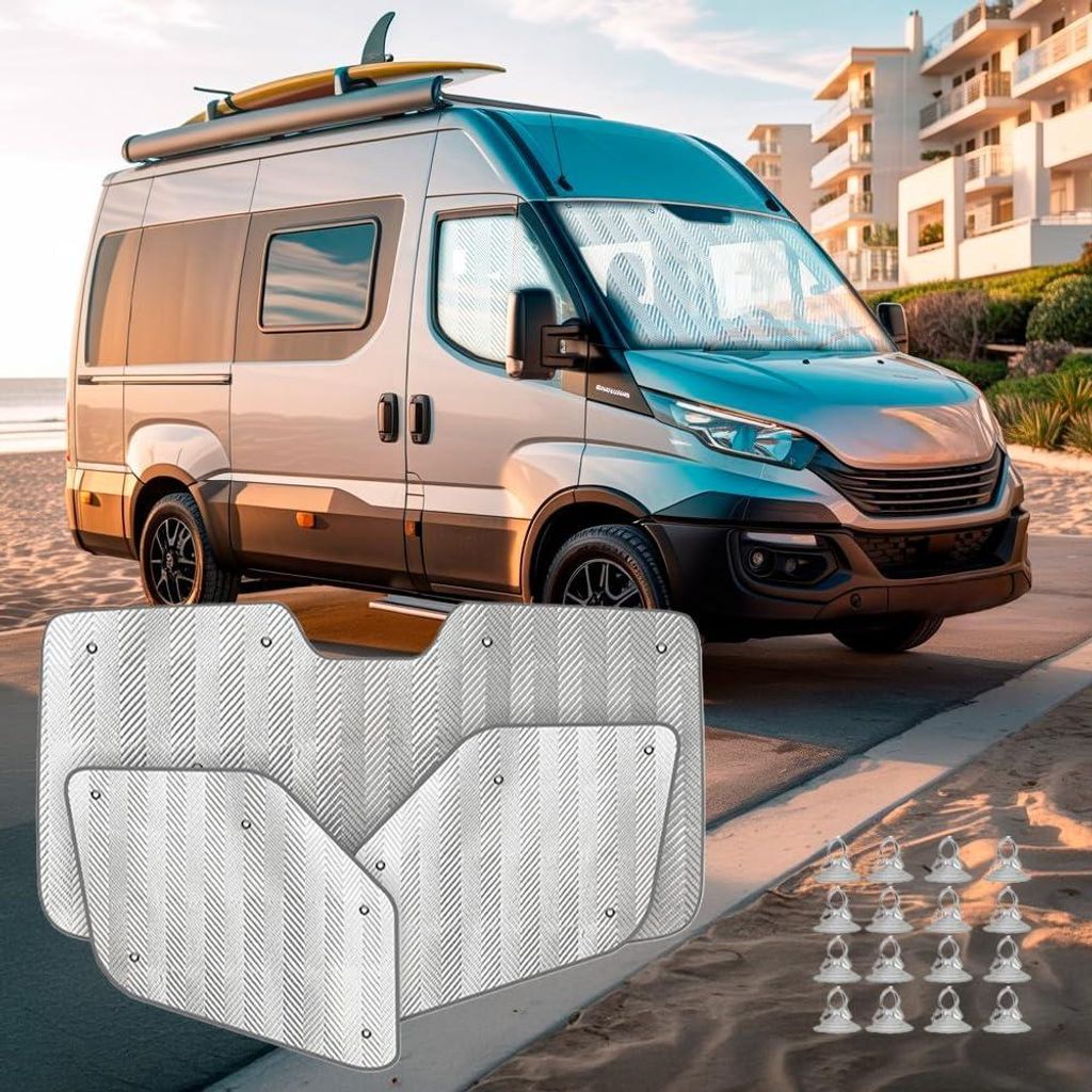 Thermomatten Set IVECO DAILY 2002-2014 – 3-teilig Sonnenschutz & Wärmeschutz für Frontscheibe & Seitenfenster, faltbar