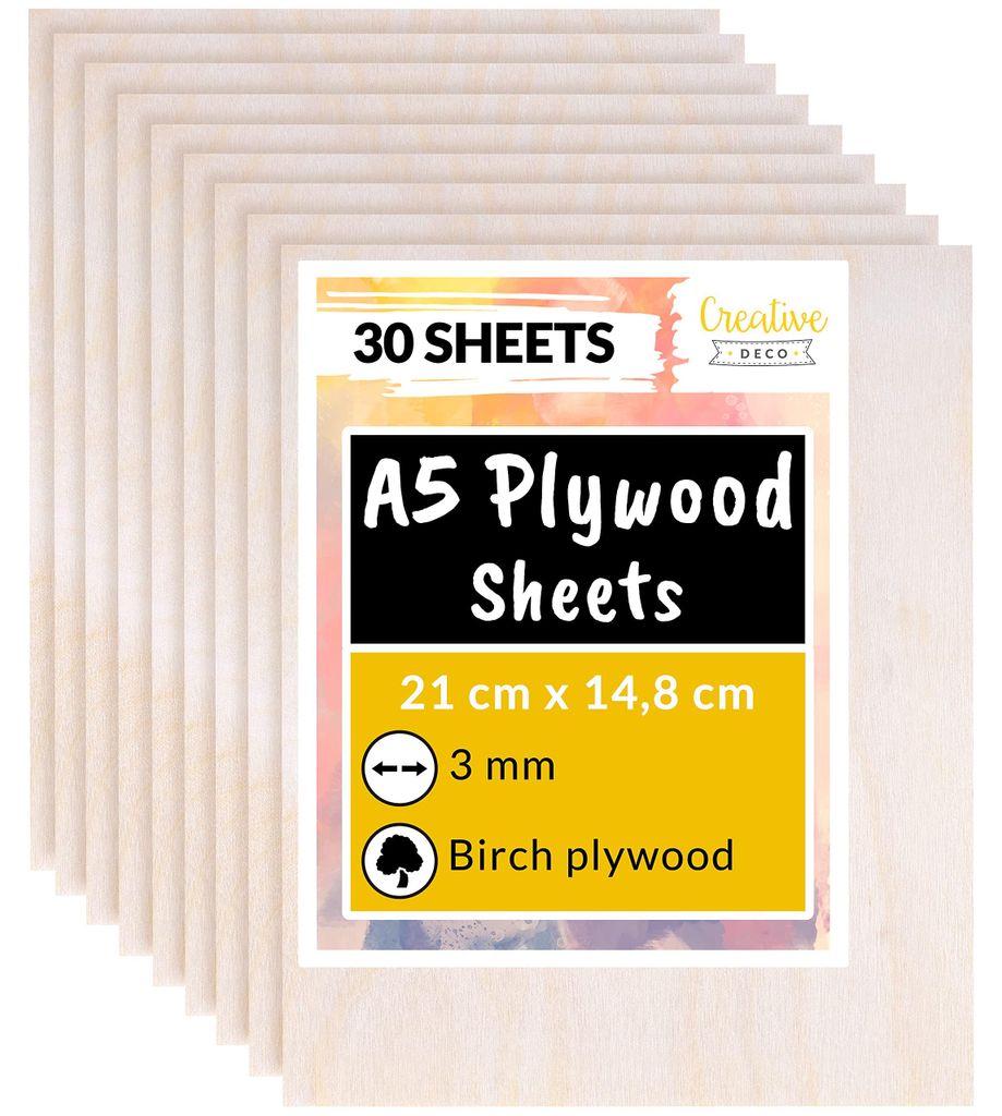 Creative Deco 30 x A5 Multiplex Platen 3mm, 148 x 210 x 3 Productafbeelding 