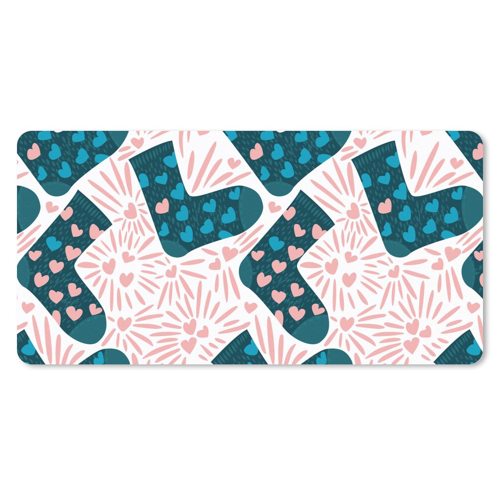 MuchoWow Mauspad Mousepad Socken - Valentinstag - Schnittmuster 60x30 cm - Mousepads - Maus Mat - Pad - Mausunterlage - Nachhaltig