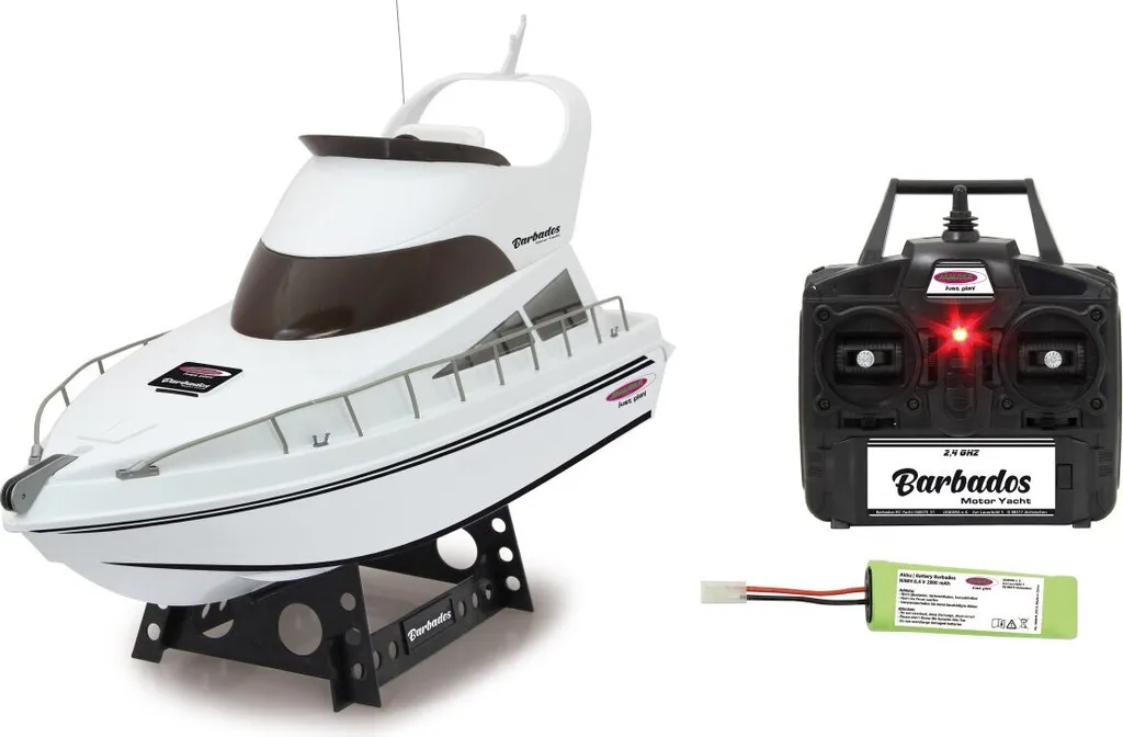 Yacht RC Jamara Barbados 2,4 GHz avec radiocommande et support 45cm