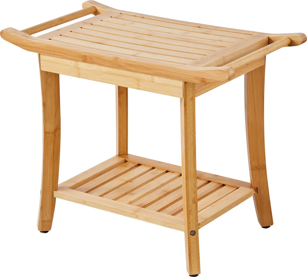 SucceBuy Banc de Douche en Bambou 61x35x48 cm - Tabouret Imperméable 136kg