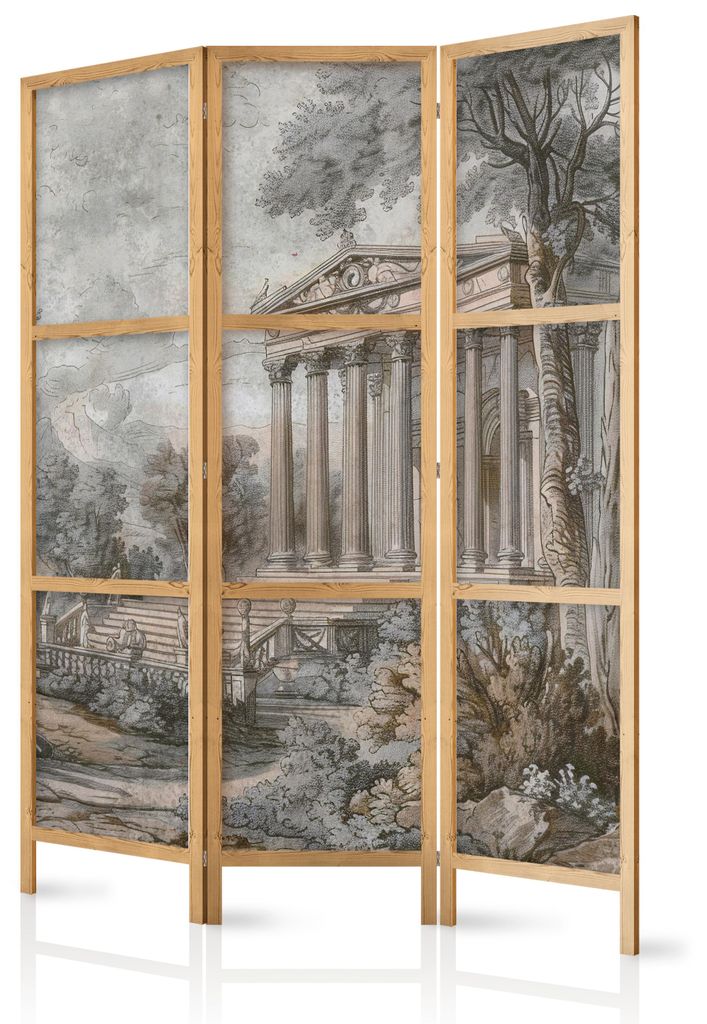 Muralo Japanischer PARAVENT 3-teilig Raumteiler klappbar PREMIUM-Vliesleinwand ANTIKE LANDSCHAFT für Schlafzimmer 135cmx172cm
