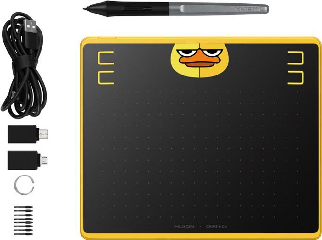 HUION HS64 Special Edition Graphics Pen Tablet graphic tablet Black, Yellow 5080 lpi 160 x 102 mm USB