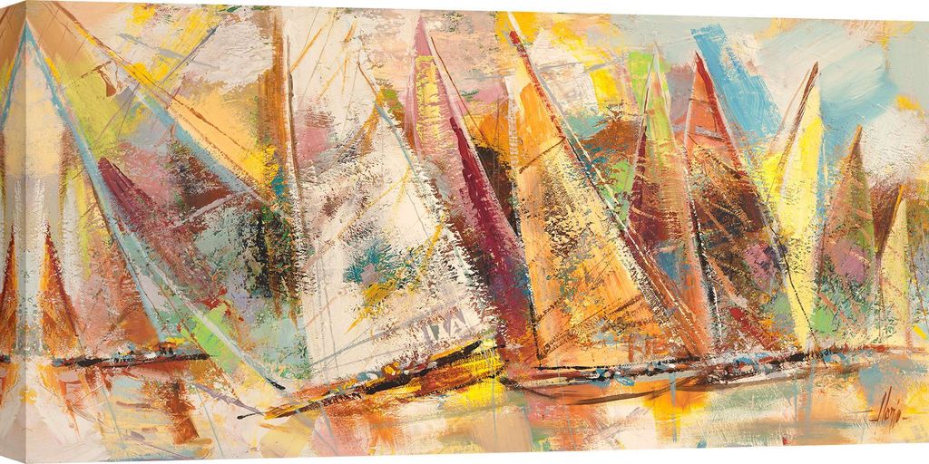 Leinwandbilder, Segelboote - Luigi Florio, Segelboote im Rennen - 120x60 cm