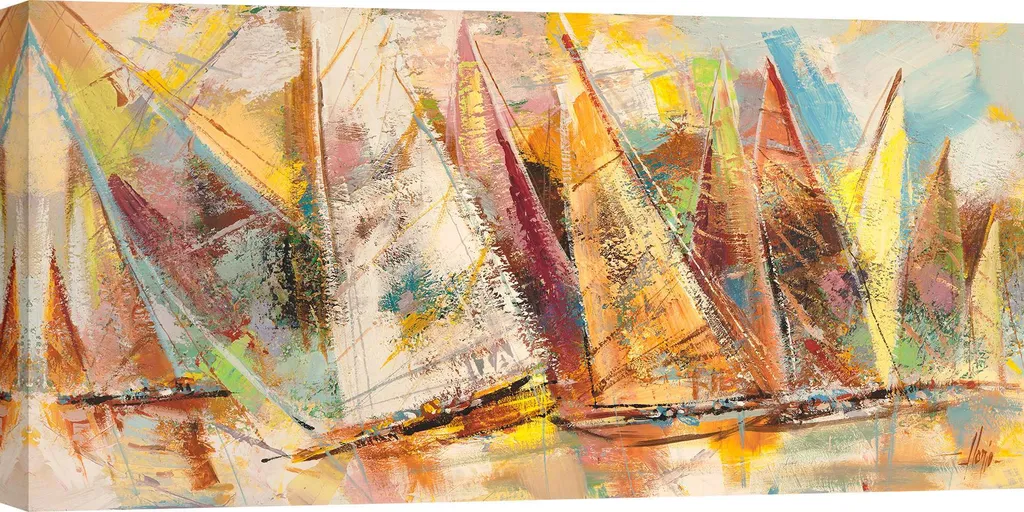 Tableau sur toile voiliers Luigi Florio décoration marine 100x50 cm
