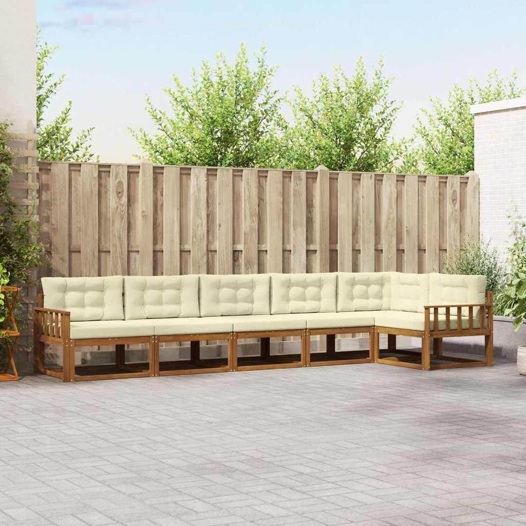 Outdoor-Sofagarnitur mit Kissen (6 pcs)- CLORIS - Natur und Creme - Gartensofas C121