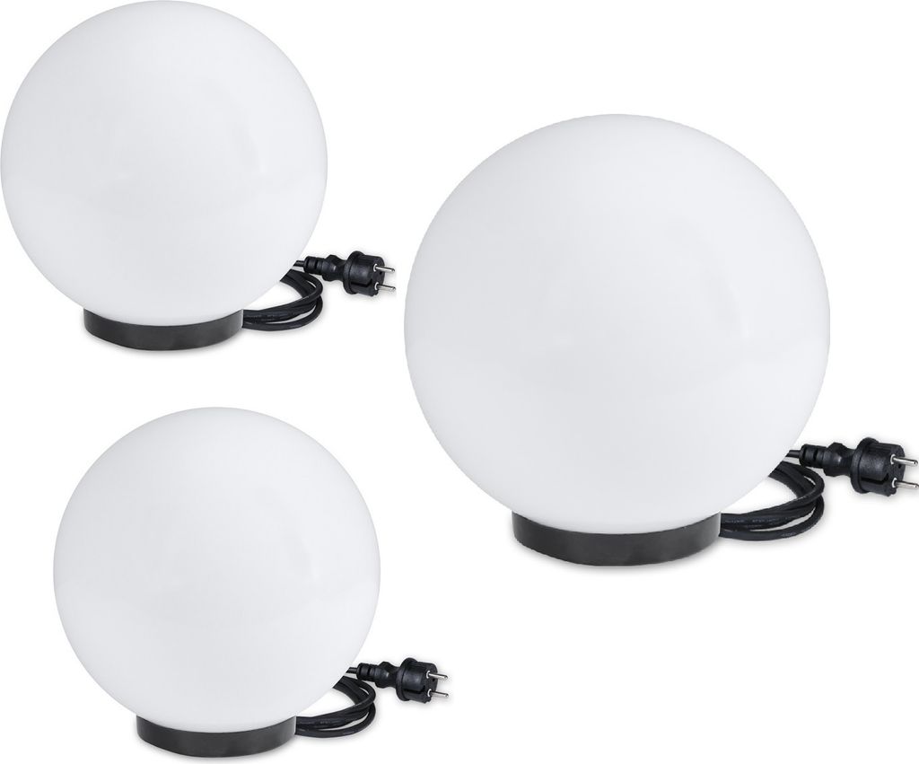 Kugelleuchten 3er Set 20/20/30cm weiß E27 inkl. 3m Produktbild 1