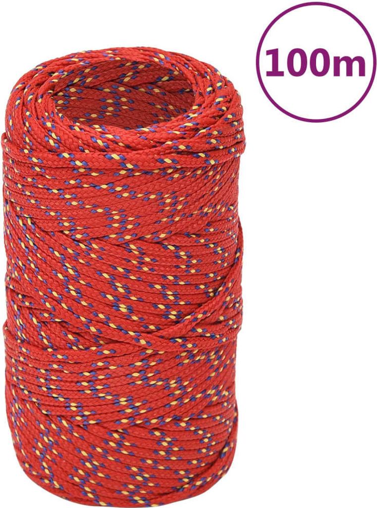 The Living Store Bootsseil Rot 2 mm 100 m Polypropylen