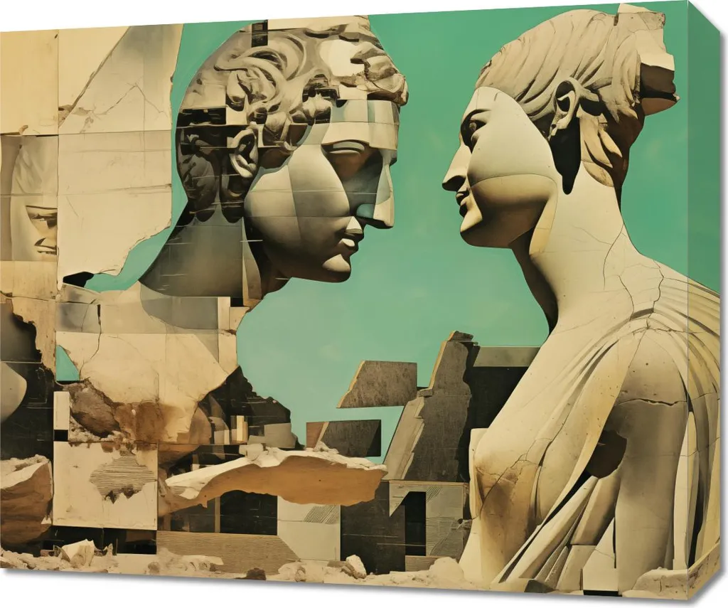 Quadro Minimal 60x50 Dialogo Passato Presente - Arredo Contemporaneo