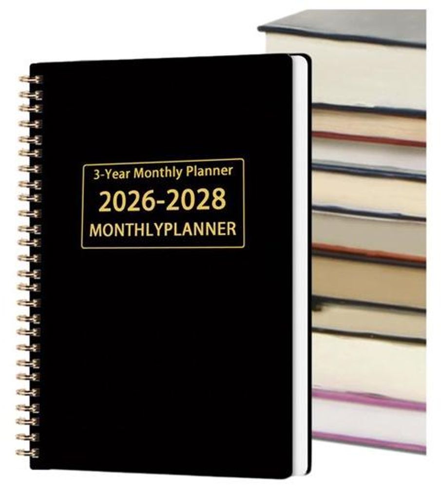 Terminkalender 2026-2028 - A5-Planer mit Kalender 2026 in Schwarz (Format 15 x 21,5 cm)