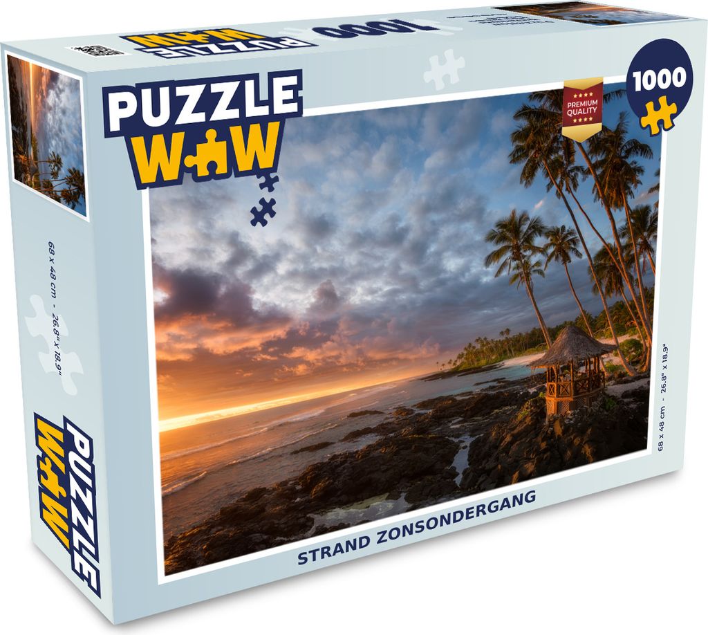 MuchoWow Puzzle 1000 Teile Sonnenuntergang - Palme - Strand - Erwachsene - Rätsel