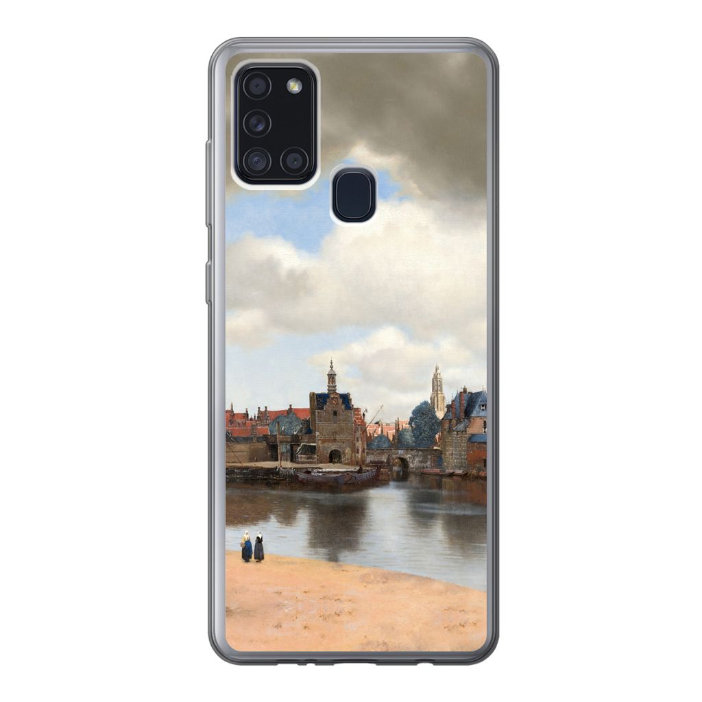 MuchoWow Handyhülle Schutzhülle Hülle für Samsung Galaxy A21s Ansicht von Delft - Gemälde von Johannes Vermeer Silikon Softcase Handy Hülle...