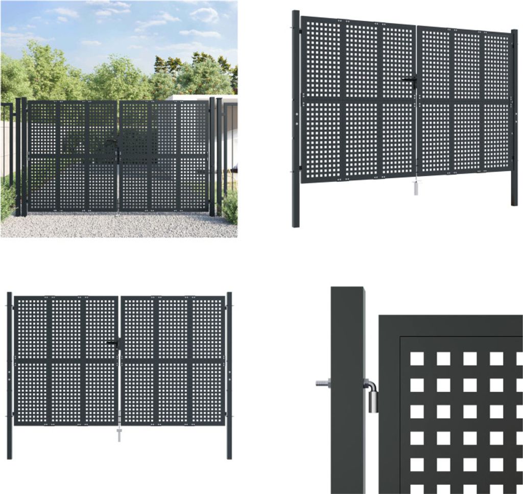 vidaXL Gartentor Anthrazit 300x225 cm Stahl - Gartentor - Gartentore - Außentor - Terrassentor