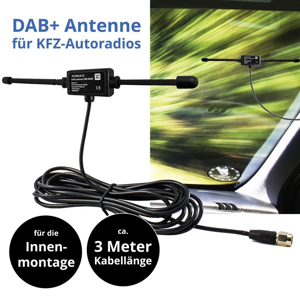 für KENWOOD DAB DAB+ Scheiben Antenne Klebe Antenne digital Radio mit  Verstärker