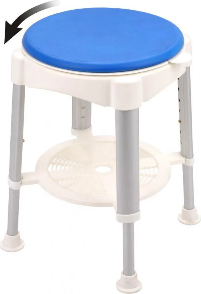 Tabouret de douche pivotant et réglable pour aide à la toilette senior