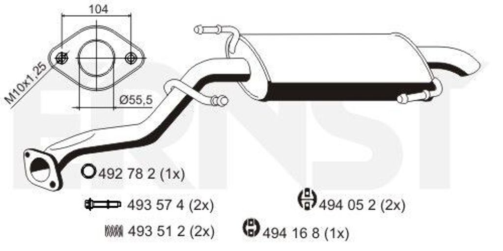ERNST 687034 Endschalldämpfer für TOYOTA COROLLA Verso (ZER, ZZE12, R1) Auspuff