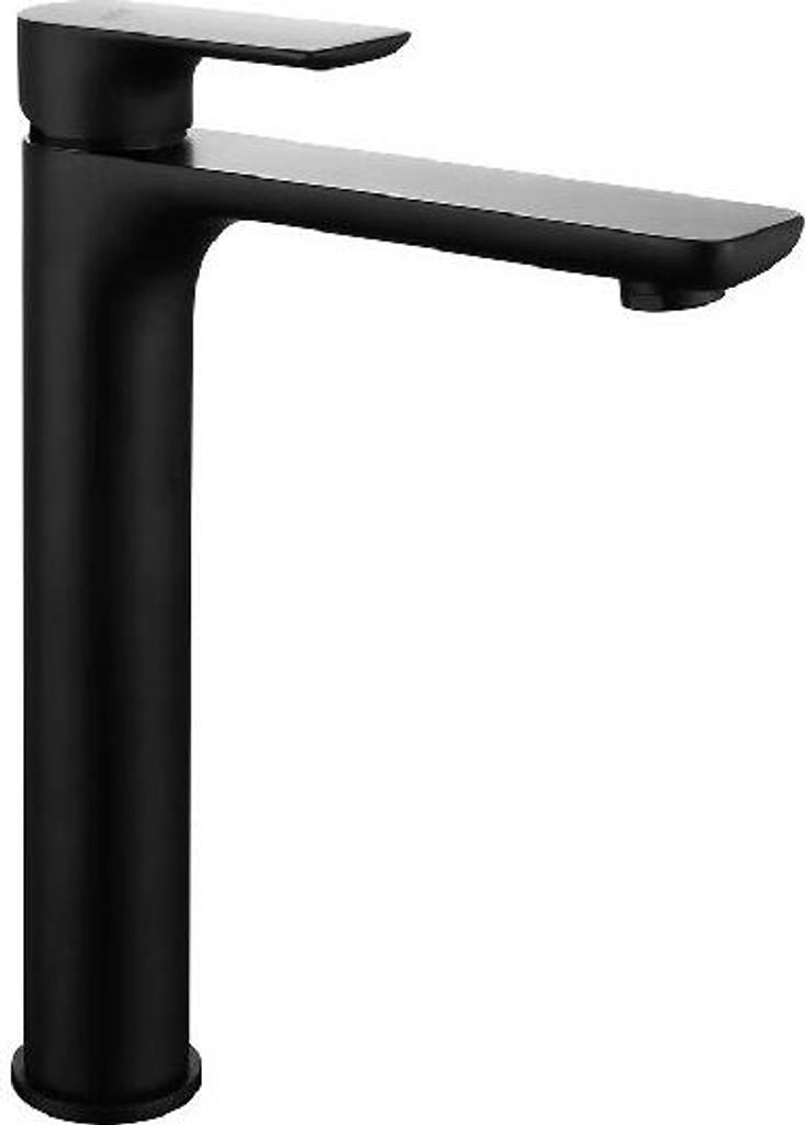 A black matte single-lever mixer tap for a washbasin, shown against a white background.