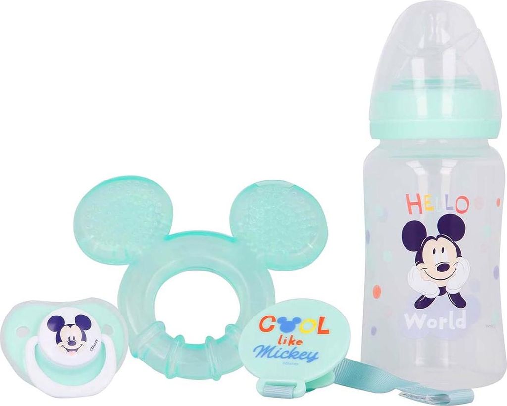 Mickey Mouse, Babyset mit Flasche / Schnuller / Beißring / Produktbild 